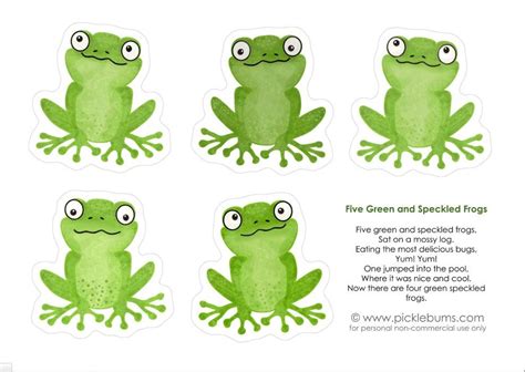 5 Green And Speckled Frogs Printable